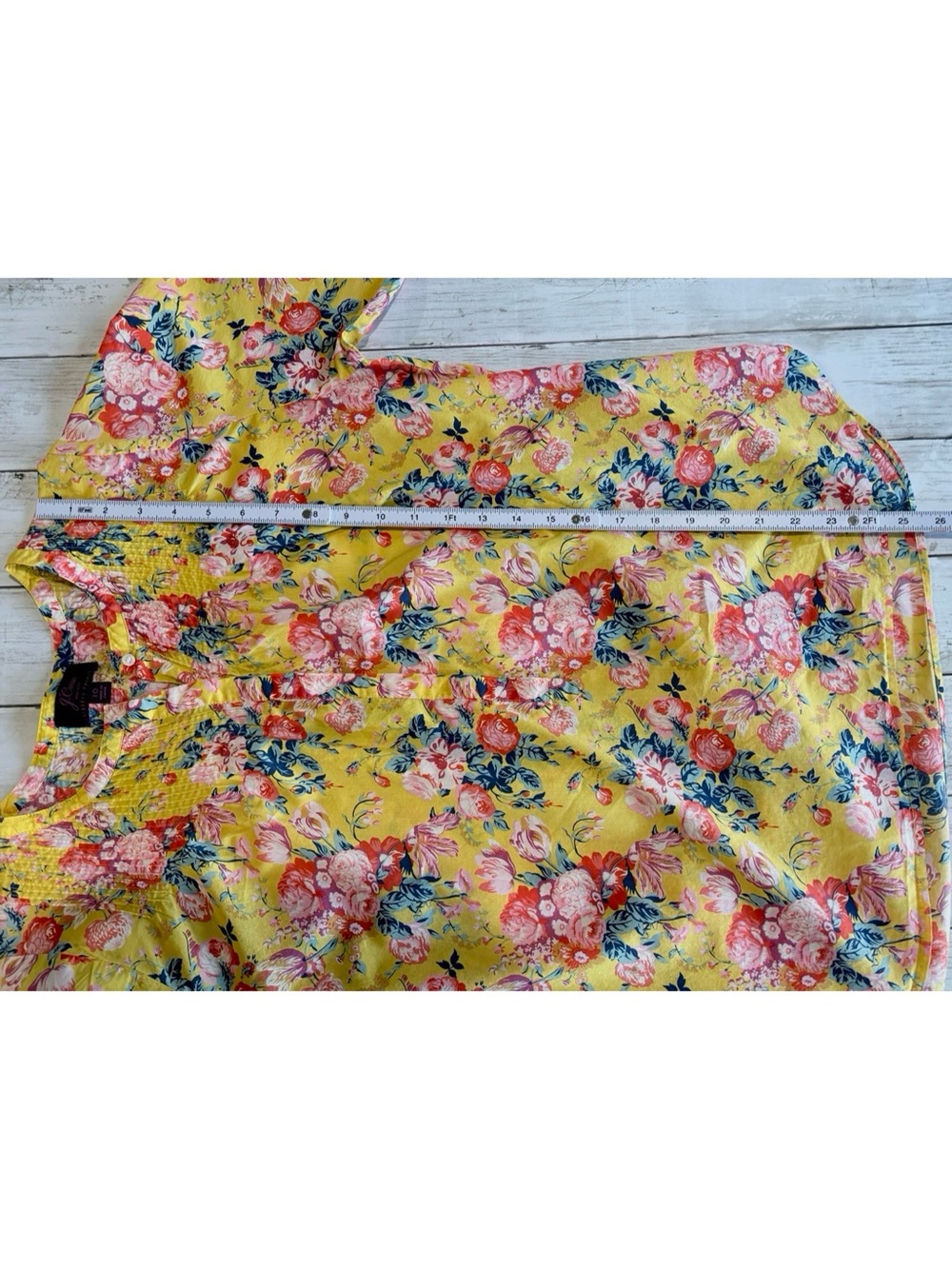 J. Crew Liberty Floral Cotton Blouse Size 10 Yellow Pink - Picture 14 of 15